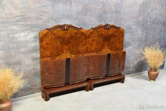 Antický dvojitá posteľ - 1950- Orechové drevo ART DECO - 3