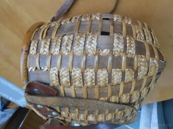 RETRO slaměná kabelka s kůží š19xd28xv22cm - má vady - foto - 3