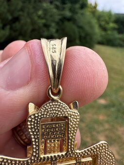 Zlatý přívěsek - KŘÍŽ - 22g 7x4cm - 585 14k NOVY ZBOŽÍ - 3