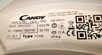 Pračka Candy CBWM712D-S - 3