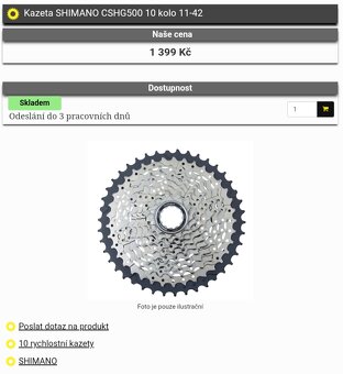 Nová kazeta Shimano 500, 10/11-42, zcela nové zboží - 3