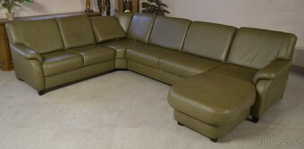 Kožená, rohová sedací souprava do tvaru "U". - 3