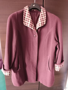 Kabát tmavěfialový s šálou - TOP STAV (vel. XL - XXXL) - 3