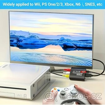 PS1,PS2,PS3,XBOX,N64,WII,DVD,VHS převodník z AV do HDMI - 3