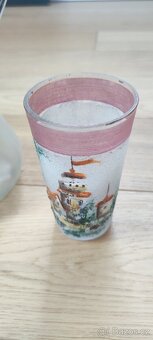 Džbán a 2 sklenice lovecký motiv stare sklo - 3