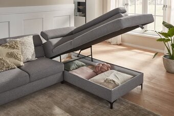 Rohová rozkládací sedací souprava z úložným prostorem - 3