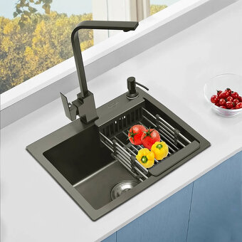 Nerezový dřezový set s baterií, dávkovačem a odkapávačem - 3