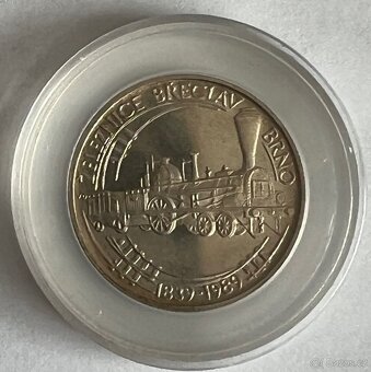 střibrná,proof,50kčs železnice Břeclav Brno, exportní balení - 3