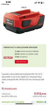 2x Hilti baterie 22V 4.0Ah úplně nové - 3