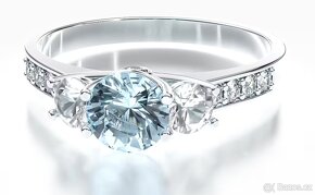Prsten Modrý Aqvamarín, safíry i diamanty - 3