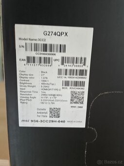 Herní monitor MSI G274QPX 27" WQHD - 3