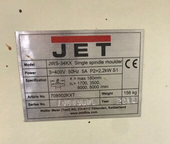 JET JWS-34KX Spodní frézka - 400V - 3