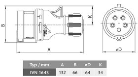 Vidlice SEZ IVN 1643 16A/4P/400V IP44 - 3