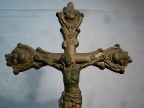 Biedermeier krucifix mosazný kříž - 3