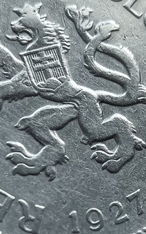 5kčs 1927 vzácný ročník niklová mince 1.Republika Českoslove - 3