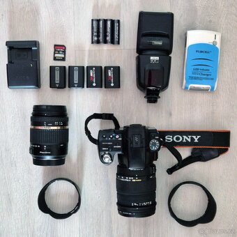 Zrcadlovka velký set – Sony A55 +2objektivy +Metz +batoh - 3