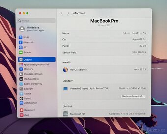 MacBook Pro 16 CTO 2021 • 32GB • M1 Pro • 512GB SSD • Záruka - 3