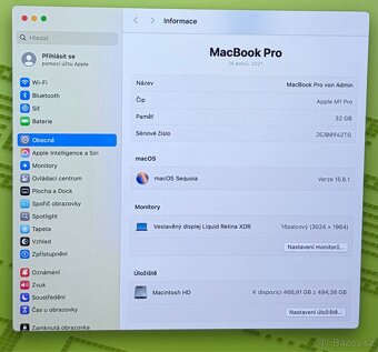 MacBook Pro 14” 2021 CTO/32GB RAM/M1 Pro/512GB SSD/Záruka - 3