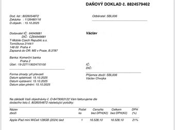 Prodám tablet Apple iPad mini (2024) Wi-Fi + Cellular 128GB - 3