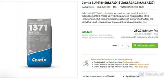 Zakládací malta termoizolační Cemix Supertherm 1371 - 3