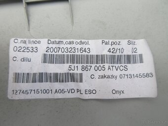 Škoda Fabia 2 výplň dveří řidiče 5J1867005 - 3