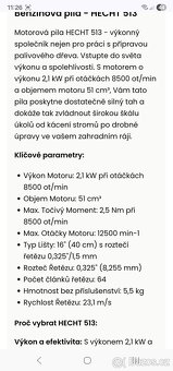 Motorová pila hecht 513 nová jen rozbalena - 3