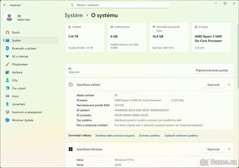 Herní PC - RYZEN 5, 16GB RAM, SSD+HDD, 1660SUPER, WIN11 - 3