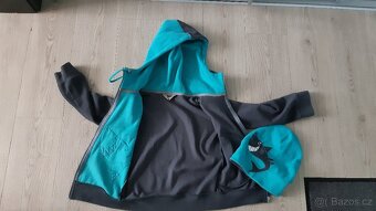 Jarní/podzimní mikina/bundička + čepice vel 122/128 - 3
