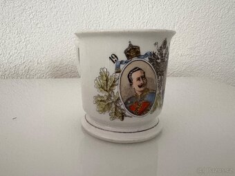 Starožitný porcelánový hrnek František Josef I. a Wilém II. - 3