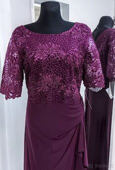 48 + 50 NOVÉ plesové šaty KRAJKOVÉ FIALOVÉ - 3