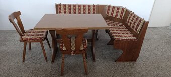 Selský jídelní set, lavice, rozkládací stůl, 2 židle - 3