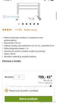 Elektrický topný žebřík Olpe stříbrný, 150 W, 95 x 53 cm - 3