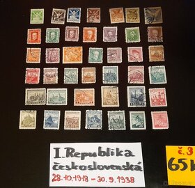 poštovní známky / I.REPUBLIKA  -  PROTEKTORÁT  č.3 65ks - 3