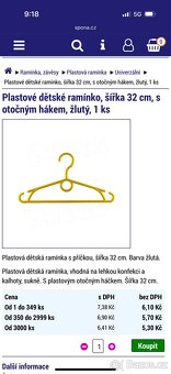 Plastové dětské ramínko,žlutý, 10ks - 3