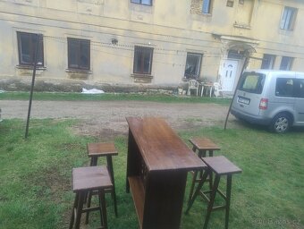 BAROVÝ STŮL+ 4 ŽIDLE MASIVNÍ - 3