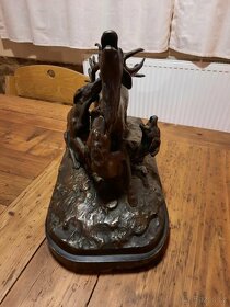 Štvanice na jelena - bronzová plastika G. Gardet replika - 3