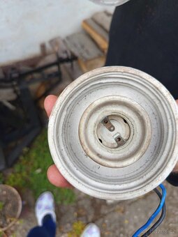 Starožitné porcelánovo-skleněné závěsné venkovní světlo - 3