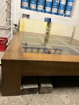 Konferenční stolek - dub masiv, skleněná deska - 3