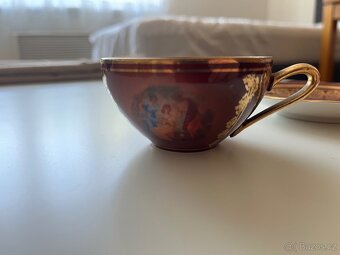 zlato-červený moka porcelánový set 3 Grácie - 3