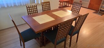 Jídelni stůl, 6 židlí, masiv, dýha - 3