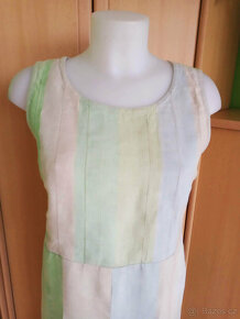 béžové šaty s modro-zelenými pruhy, zn.Ermabe - 3