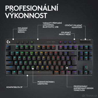 Logitech G PRO X TKL LIGHTSPEED Tactile, černá - US INTL - 3