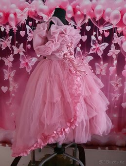 Pudrové růžové společenské dětské šaty - 3