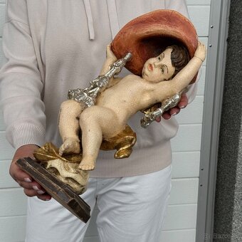 Skvostný velký anděl socha ze dřeva 41cm - 3