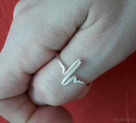 Dámský stříbrný prsten prstýnek nastavitelný otevřený tep - 3