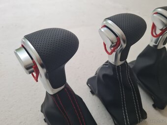 Radiaca páka pre DSG automat AUDI / čierna biela červená nit - 3