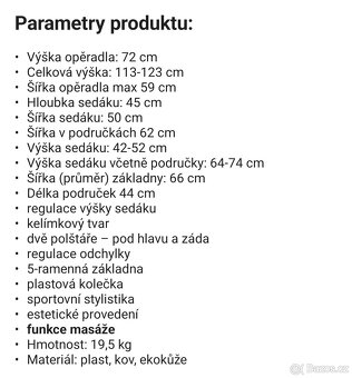 Křeslo kancelářské, herní, nové - 3