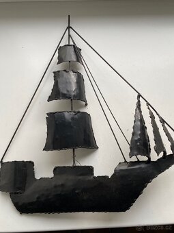 Kovová nástěnná plachetnice - ruční práce - 3