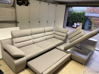 ROHOVÁ SEDAČKA, textil, světle šedá - 3