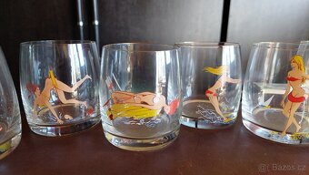 Retro malované sklenice 6 ks, slečny - 3